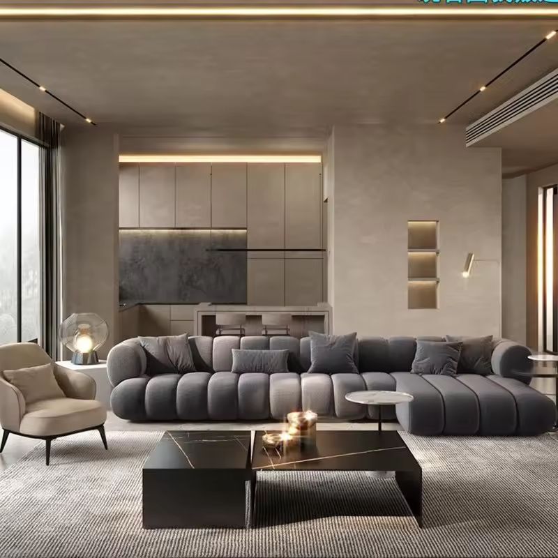 ATUNUS Modulares Ecksofa L-Form - Premium Samt Wohnzimmer Sofa